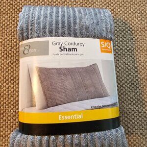 Grey Corduroy Pillow SHAM Standard NEW